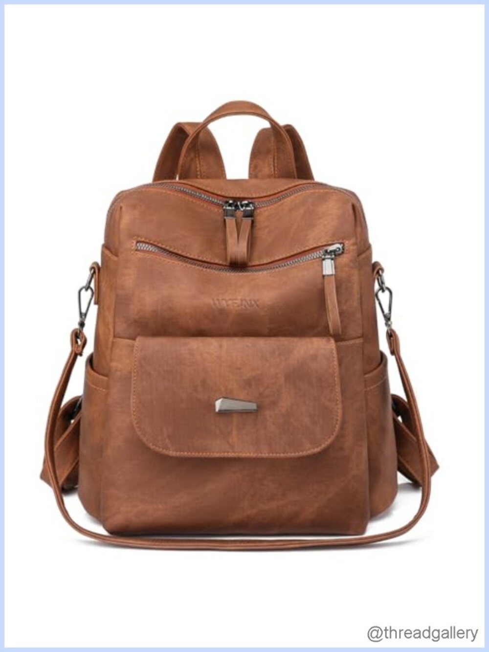 PU Leather Small Backpack Purse Adjustable Strap 8 Pockets Waterproof